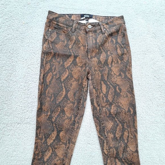 Paige Hoxton Ultra Skinny Coated Brown Snakeskin Jeans Size 27 NWOT - Picture 9 of 12